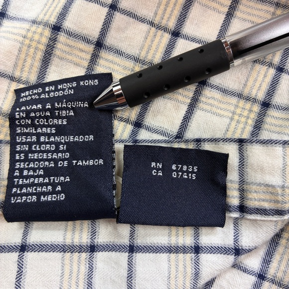 Nautica Men's Casual Button Down Flannel Shirt - Cream and Black Plaid - Picture 8 of 11